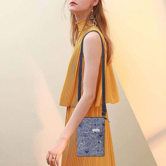 Women's Blue Cotton Handmade Cute Canvas Cross Body Bags Phone Purse - Picture 2 of 9